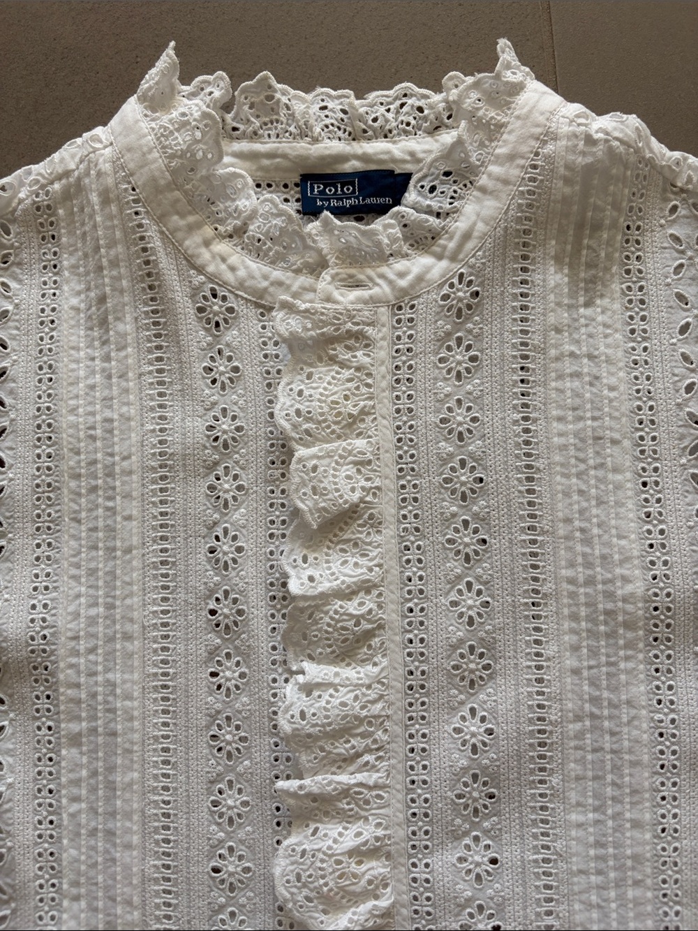 Polo by Ralph Lauren White Eyelet Ruffle Front Blouse nwot - Picture 8 of 17